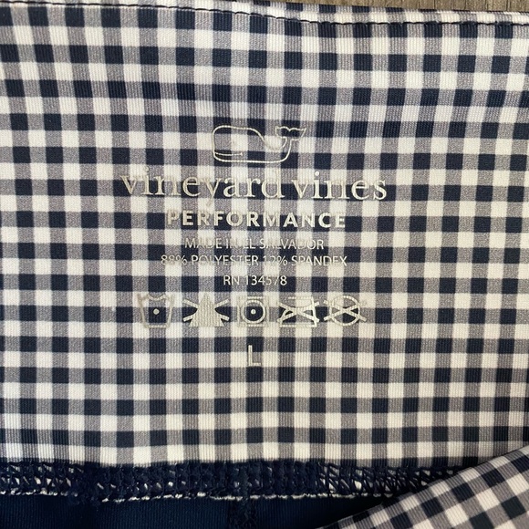 Vineyard Vines Navy Blue Gingham Leggings Performance Women’s size Large - Picture 9 of 9